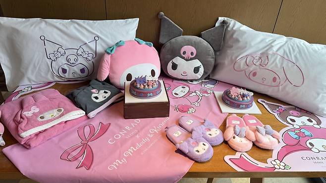 Kuromi and My Melody products created in collaboration with Conrad Seoul are available at the hotel. [WOO JI-WON]