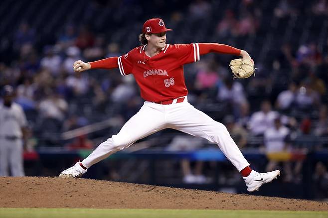 2023 월드베이스볼클래식(WBC) 캐나다 대표팀으로 출전한 커티스 테일러. 사진 | 피닉스=AFP연합뉴스
