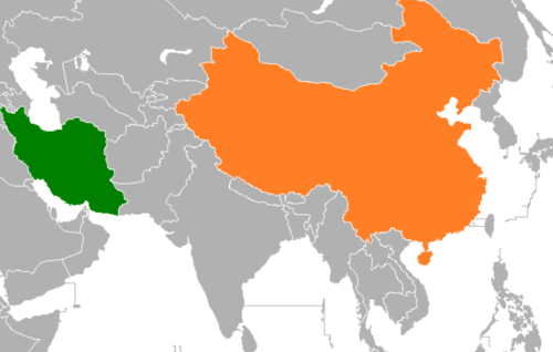 녹색이 이란, 주황색이 중국. 위키백과 이미지.