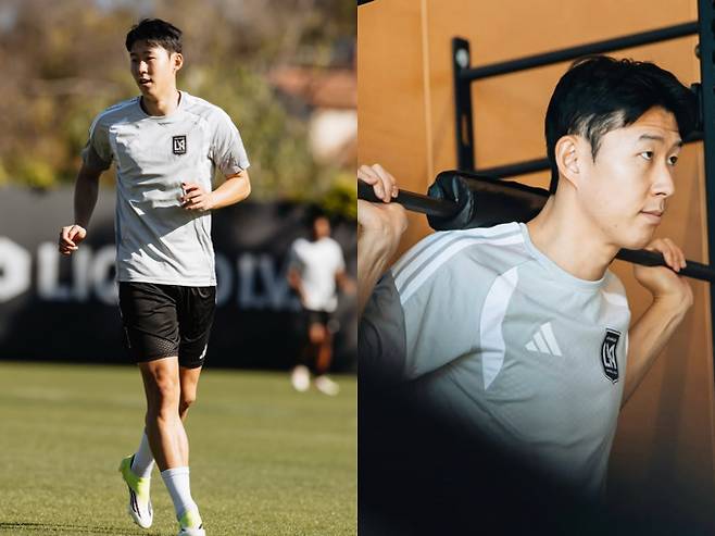 LA FC 손흥민이 2026시즌을 준비를 위한 프리시즌에 돌입했다. 사진은 지난 12일(한국시각) LA가 공개한 손흥민이 훈련 중인 모습. /사진=LA FC 인스타그램 캡처