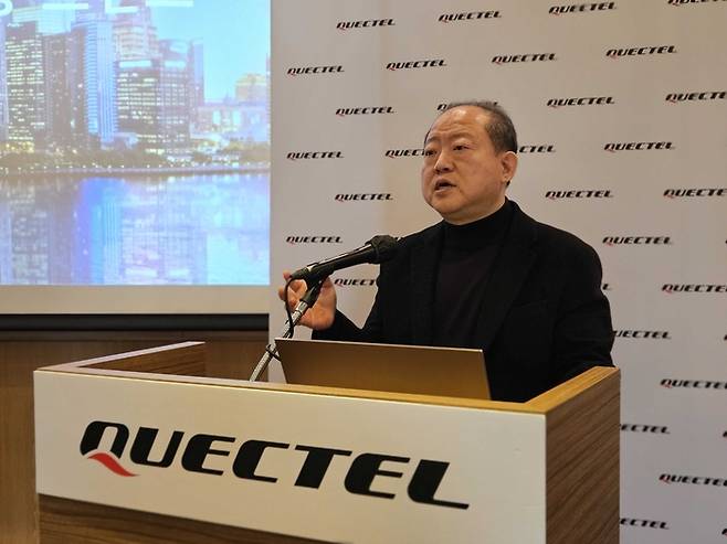 이상헌 퀵텔테크놀로지코리아 대표가 14일 서울 여의도 FKI 타워 컨퍼런스 센터에서 '글로벌 및 한국 IoT 시장 전망'을 발표했다.
