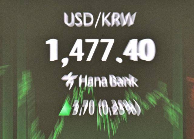 14일 서울 중구 하나은행 딜링룸에서 원·달러 환율이 표출되고 있다. 최주연 기자