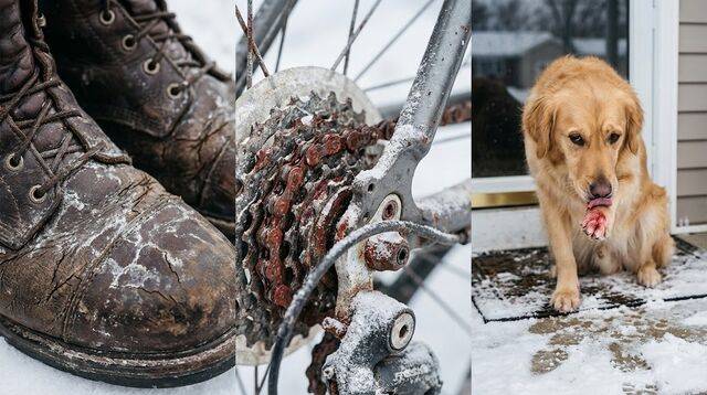제설제로 쓰는 염화칼슘을 제대로 처리하지 않으면 일상 속 피해를 볼 수 있다. 사진은 기사의 내용을 바탕으로 생성. 제미나이