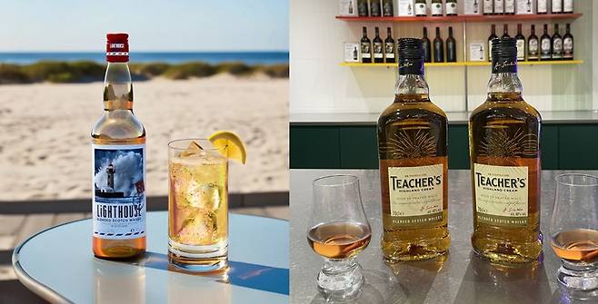 이랜드리테일 킴스클럽의 9990원 위스키 라이트하우스(왼쪽)와 GS25의 1만3900원 위스키 티처스(오른쪽)/사진=각 사