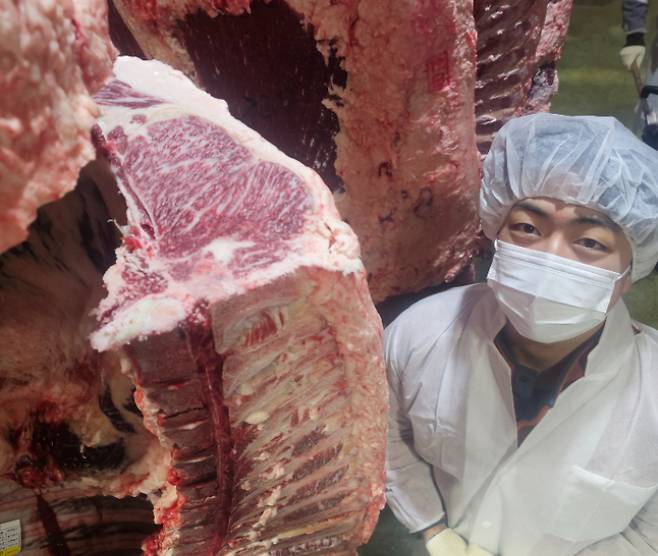 역대 최고치 면적을 경신한 장암영농조합법인의 한우 등심. 농협중앙회 제주본부 제공