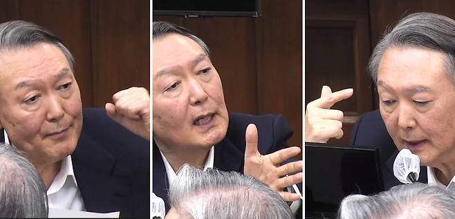Former President Yoon Suk Yeol speaks during his final statement in court at the Seoul Central District Court in Seocho District, southern Seoul, on Jan. 14. [SEOUL CENTRAL DISTRICT COURT]