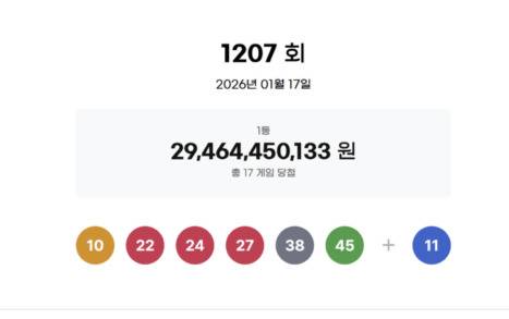 1207회 로또 추첨 결과. 동행복권 홈페이지 캡처