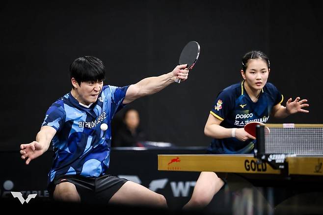 WTT 스타 컨텐더 혼합복식에 나선 박강현(왼쪽)과 김나영  [WTT 인스타그램 캡처. 재판매 및 DB 금지]