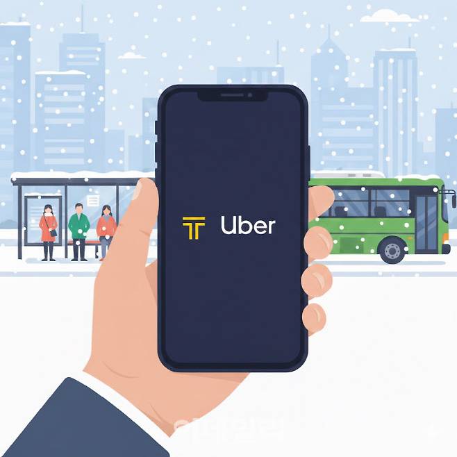 서울 시내버스 파업날 택시 모빌리티 플랫폼을 이용하는 모습(사진=AI 이미지 생성)