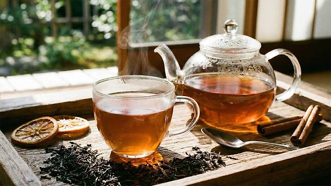 홍차에도 식후 혈당 조절을 돕는 카테킨이 함유되어 있다|출처: Gemini 생성