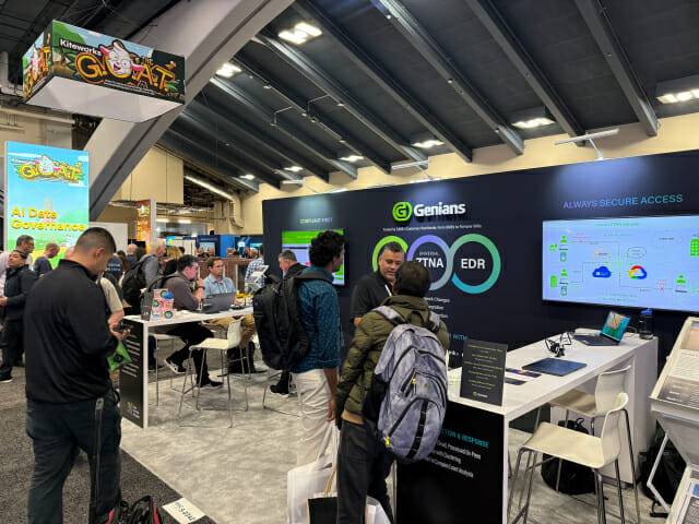 작년 3월 미국 샌프란시스코 모스콘센터에서 열린 ‘RSA 콘퍼런스 2025(RSAC 2025)’에서 참관객들이 지니언스 전시 를 둘러보고 있다.(사진=지니언스)