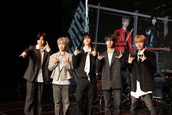Catch The Young poses at a media showcase at Ilchi Art Hall in Gangnam-gu, southern Seoul, Monday. (Evermore Entertainment)