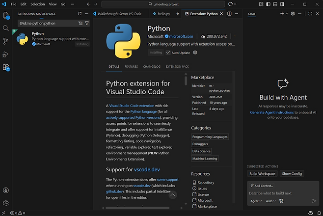 AI가 알려준 대로 라이브러리 설치 마쳤지만, 동영상 강좌를 참고하는 편이 더 쉽게 이해할 수 있다는 생각이 들었다.