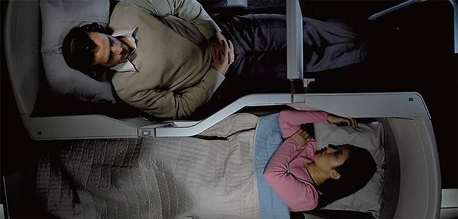 탠저린이 세계 최초로 고안한 영국항공의 평면 침대형 비즈니즈석. /탠저린