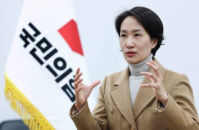 국민의힘 당명 개정을 위한 TF의 단장을 맡은 김수민 전 의원이 지난 16일 국회에서 중앙일보와 인터뷰하고 있다. 임현동 기자