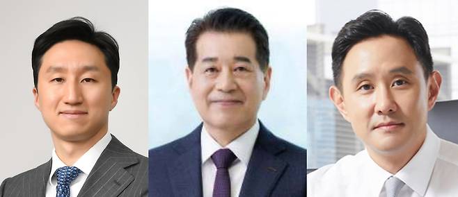 HD Hyundai CEO Chung Ki-sun, left, Posco Group Chairman Chang In-hwa, center, and Korea Zinc Chairman Choi Yun-birm [HD HYUNDAI/POSCO/KOREA ZINC]