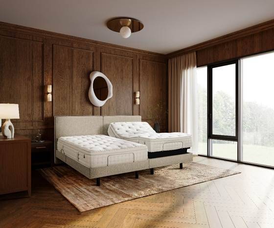 신세계까사가 2026년 새해를 맞이해 내달 22일까지 까사미아와 마테라소의 인기 제품을 중심으로 풍성한 할인 혜택을 선보인다. 사진은 마테라소의 모션베드 ‘르 무브’와 비건 폼 매트리스 ‘오아시스’ [신세계까사]