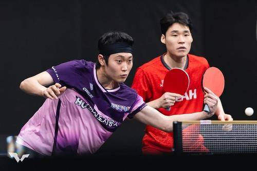 WTT 스타 컨텐더 도하 남자복식에 나선 장우진(오른쪽)과 조대성 [WTT 인스타그램 캡처. 재판매 및 DB 금지]