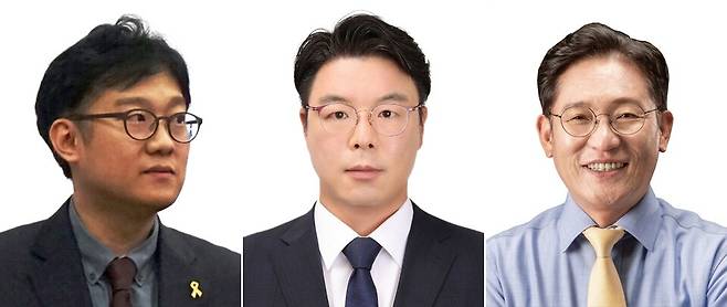 ▲ (왼쪽부터) 김남준 대변인, 김광 행정관, 배진교 비서관.