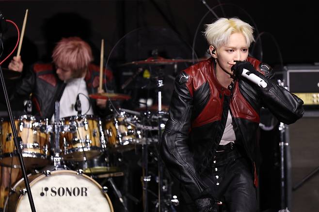 Vocalist and rapper Ha Yoo Joon of AxMxP performs during a media showcase held at Yes24 Wanderloch Hall in Seodaemun-gu, western Seoul, Wednesday. (Yonhap)