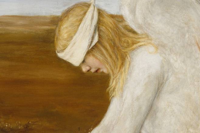 휴고 심베리, 상처 입은 천사(일부 확대), 1903, 캔버스에 유채, 127x154cm, 아테네움