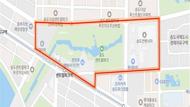 인천 자율주행버스 송도구간 노선도