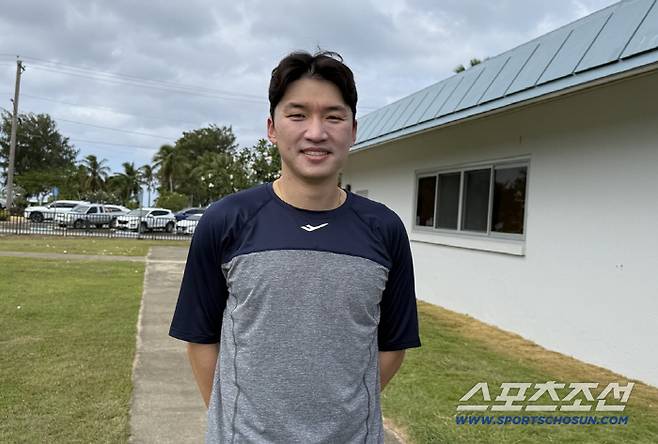 10일 사이판 캠프 훈련을 마친 후 인터뷰하는 박해민. 사진=나유리 기자