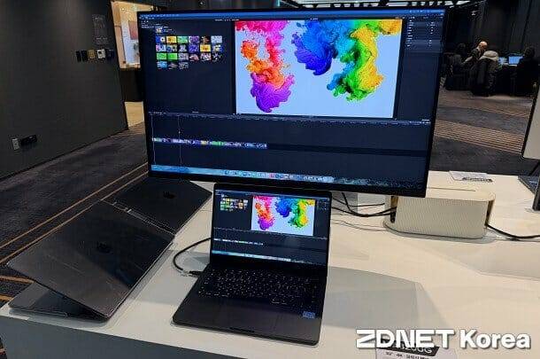 32인치, 4K(3840×2160 화소) 해상도 패널 기반 MA320UG. 최대 화면주사율은 120Hz. (사진=지디넷코리아)