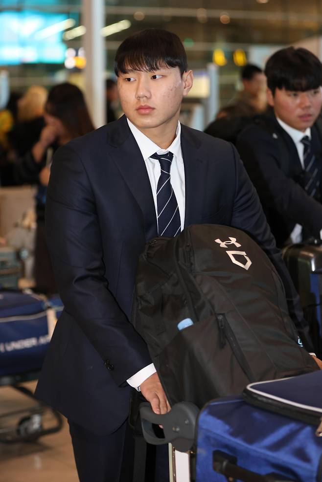 지난해 괌으로 스프링캠프를 떠난 배찬승. 삼성 제공