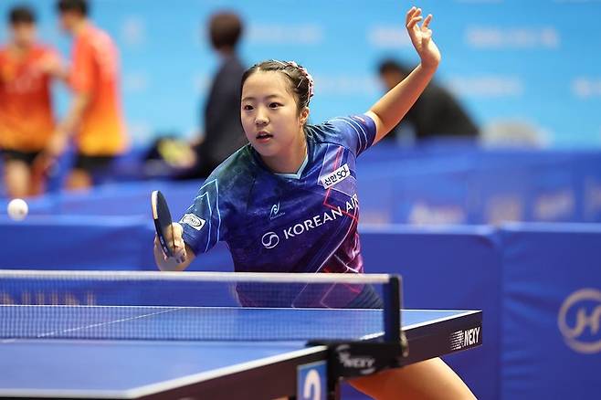 대한항공 입단 후 처음으로 종합선수권에 나선 신유빈 [대한탁구협회 제공. 재판매 및 DB 금지]