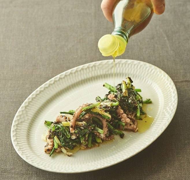 Kim Pesto Octopus Stir-fry plated