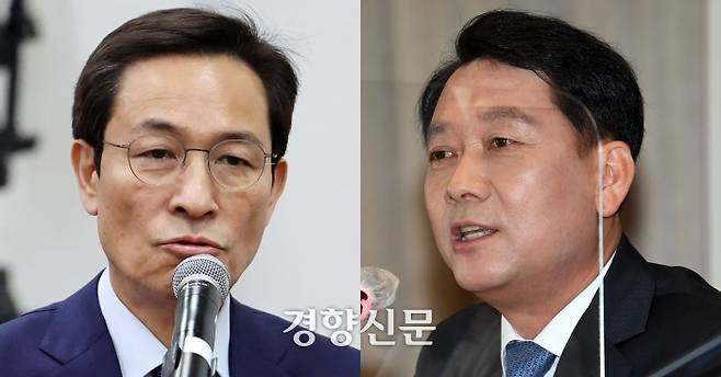우상호 전 청와대 정무수석과 이광재 전 강원지사. 박민규 선임기자·국회사진기자단