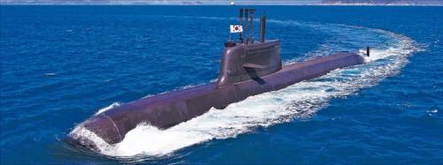 한화오션이 국내 기술로 건조한 첫 3000t급 잠수함 ‘장보고-Ⅲ’ 모습. ﻿[한화오션]