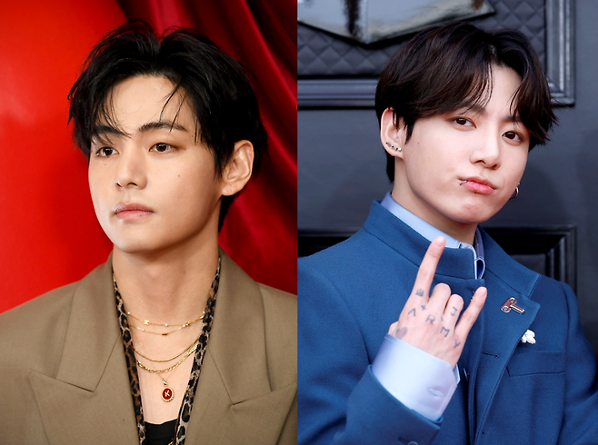 그룹 방탄소년단의 멤버 뷔(왼쪽)과 정국. [게티이미지]