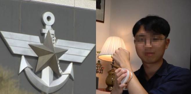 국방부 상징과 북한에 무인기를 보냈다고 주장한 30대 남성 오모씨. 연합뉴스, 오모씨 유튜브 영상 캡처