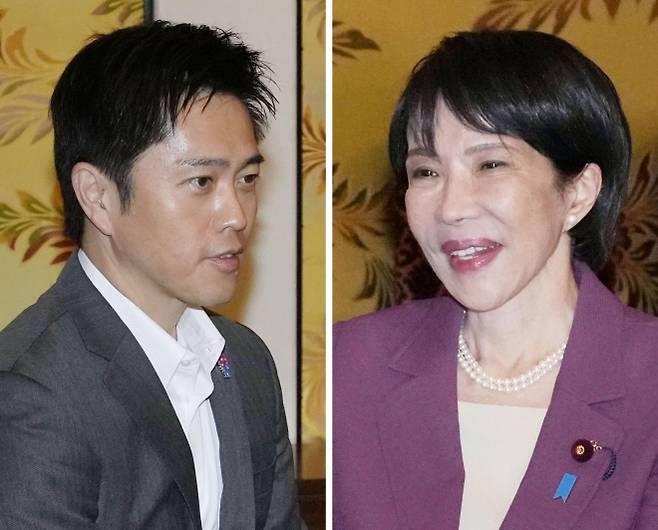 일본 국회에서 만난 자민당 총재와 유신회 대표 - 다카이치 사나에 일본 집권 자민당 총재와 요시무라 히로후미 일본유신회 대표가 정책 협의를 시작하기로 했다고 일본 언론이 16일 전했다. 사진은 지난 15일 국회에서 회동한 양당 대표. 2025.10.16 연합뉴스