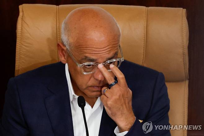 22일(현지시간) 탄화수소법 개정안 논의 주재하는 호르헤 로드리게스 베네수엘라 국회의장 [카라카스 로이터=연합뉴스. 재판매 및 DB 금지]