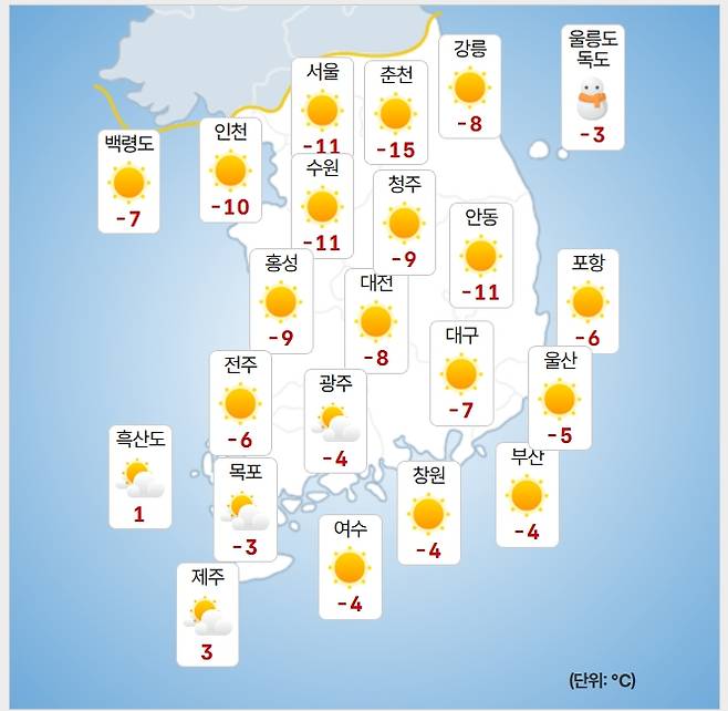 ⓒ기상청: 내일(25일) 오전 날씨