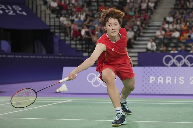 도쿄올림픽 배드민턴 여자단식 금메달리스트 중국의 천위페이.뉴시스