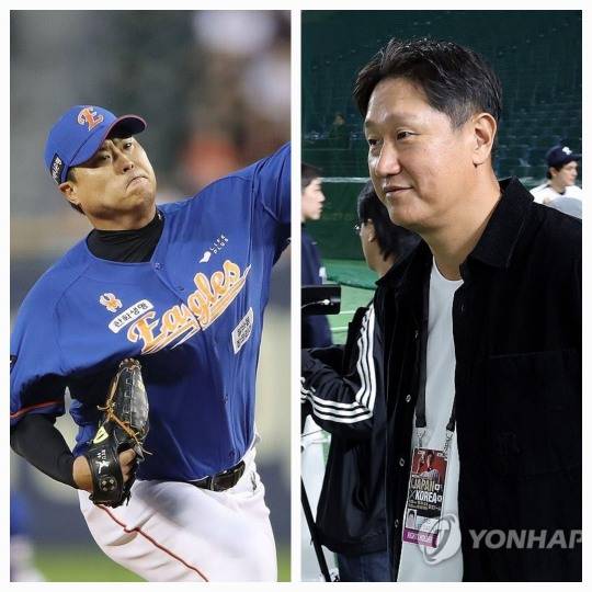 류현진(왼쪽)과 이대호