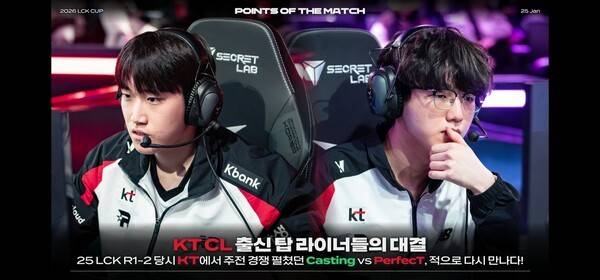 브리온(BRO)이 KT 롤스터를 상대로 느린 템포 속에서도 조합의 힘과 집중력을 앞세워 1세트를 여유롭게 가져갔다. 밴픽 단계부터 한타 구도까지 흔들림 없는 운영을 펼치며, '계획된 경기'가 무엇인지를 증명했다. (브리온(BRO) & KT= 1:0). /사진=네이버 치지직 라이브영상 캡처)