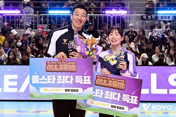 신영석-김다인 / 사진=KOVO 제공