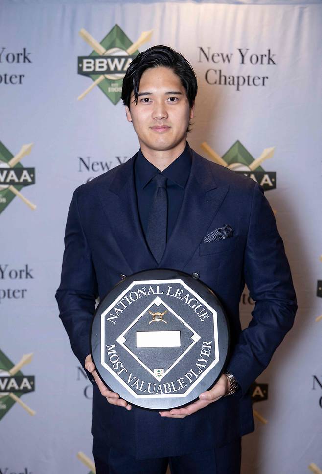 ◇BBWAA는 지난해 투-타에서 고른 활약을 펼친 오타니를 사상 4번째 만장일치로 내셔널리그 MVP로 선정했다. AFP연합뉴스