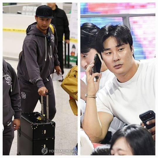 다르빗슈 유(왼쪽)와 김하성