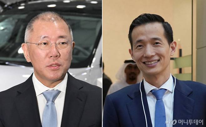 [서울=뉴시스] 정의선 현대차그룹 회장(왼쪽), 김동관 한화 부회장. (사진=뉴시스 DB) 2025.07.31. photo@newsis.com /사진=류현주