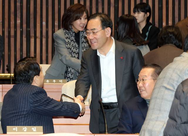 ▲주호영 국회부의장이 13일 국회에서 열린 국민의힘 국회의원·당협위원장 연석회의 및 의원총회에 참석하고 있다. ⓒ연합뉴스