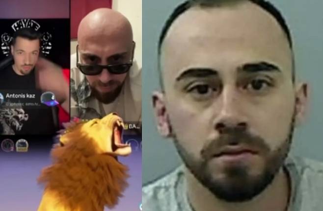 살인 혐의로 영국에서 징역 32년형을 선고받고 복역 중인 알바니아 국적의 죄수 유게르트 메리자즈(오른쪽)가 교도소 안에서 휴대전화로 ‘틱톡’ 라이브 방송을 진행해 2만 파운드에 달하는 수익을 올렸다.(왼쪽) 자료 : 틱톡