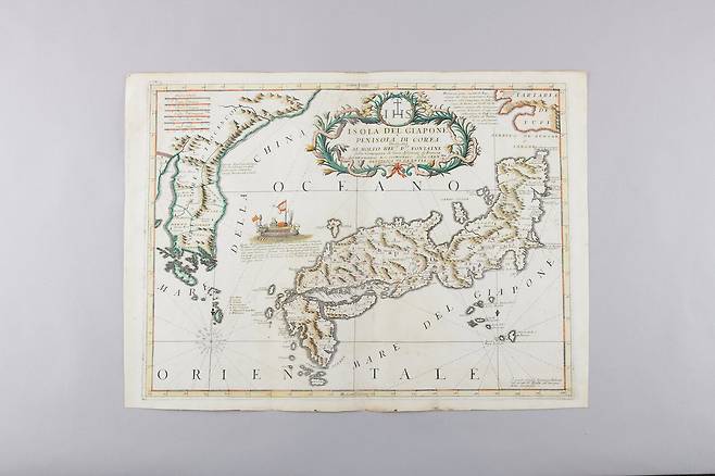 한반도와 일본 열도(Isola del Giopone e Penisola di Corea), 가로 67.5cm-세로 50.5cm. 사진=국립제주박물관.