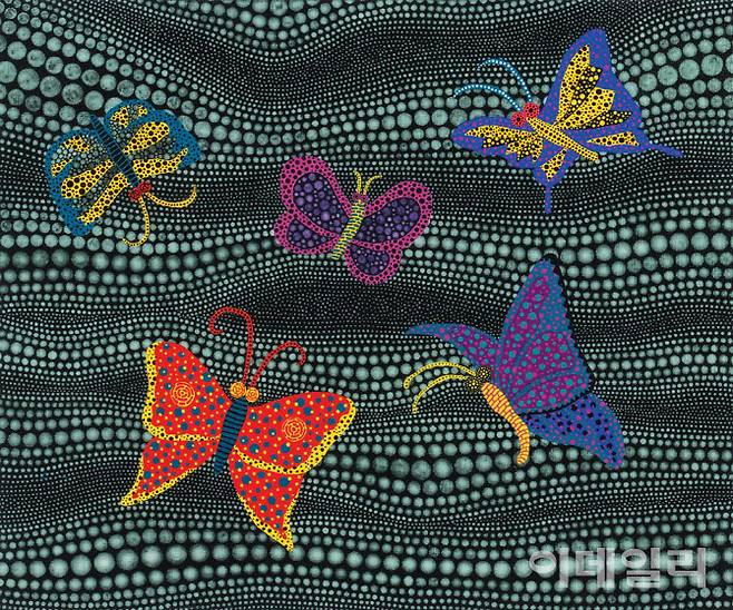 쿠사마 야요이의 ‘버터플라이 ‘TWAO’’(2004, 38×45.5㎝). 케이옥션 ‘1월 경매’에서 시작가 10억원부터 호가를 높여간다(사진=케이옥션).