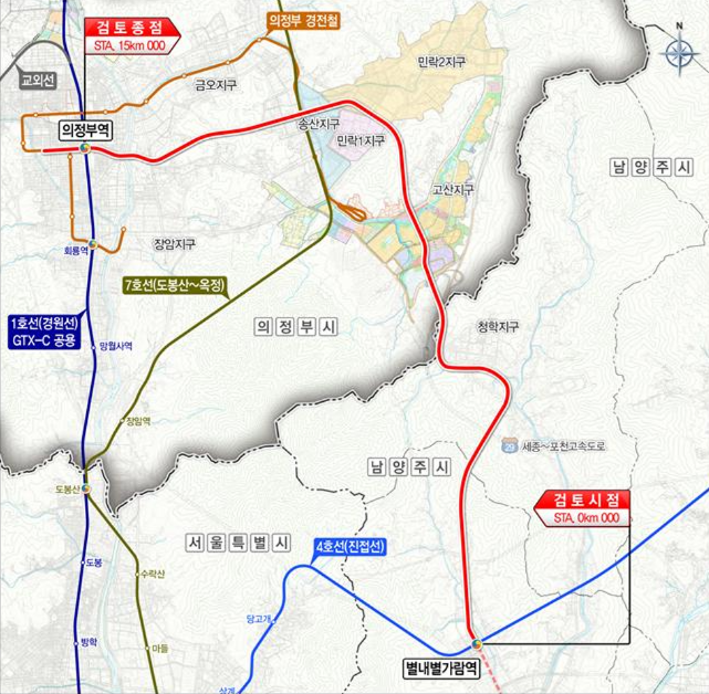 ‘8호선 의정부 연장사업’ 노선도ⓒ 의정부시 제공